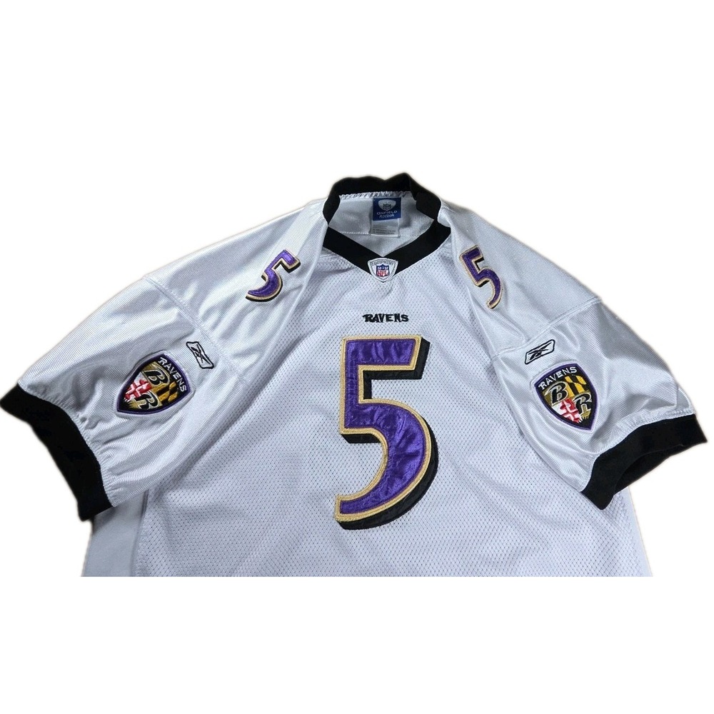 Reebok On Field NFL‎ Ravens (#5 Flacco) White Jersey Youth Size XL